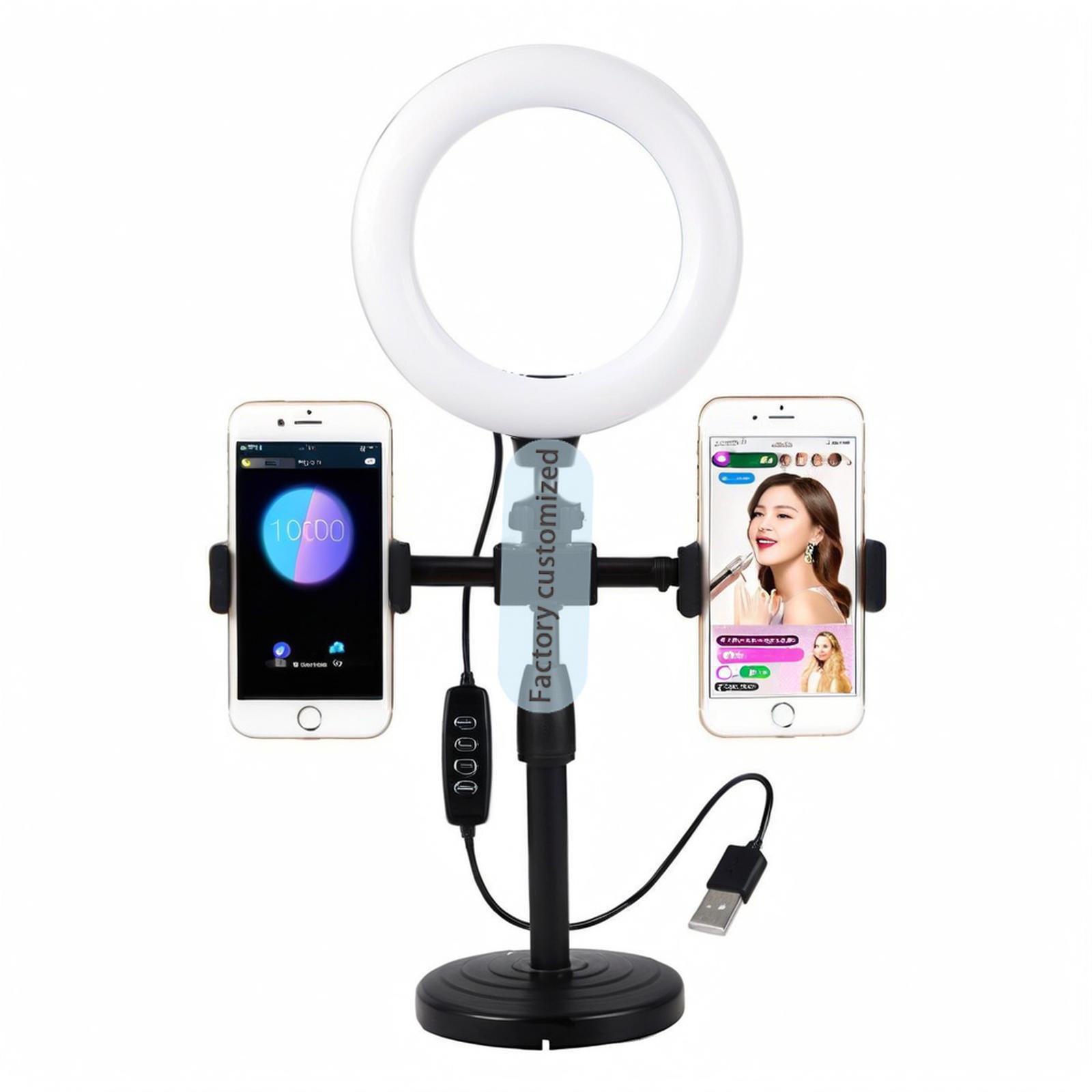 Hbc8f33a71f6e4d468381bea491383e3aH SaleVlogging Video Light Kit Dual Phone Holders - Image 1